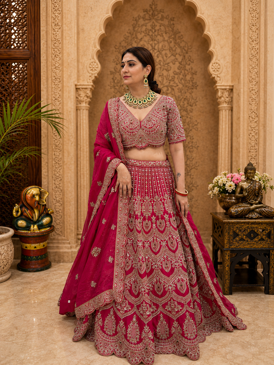 Rani Pink Regal Embroidered Lehenga