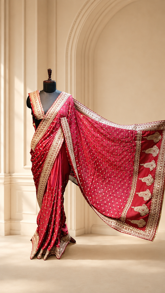 Crimson Red Heritage Zari Saree