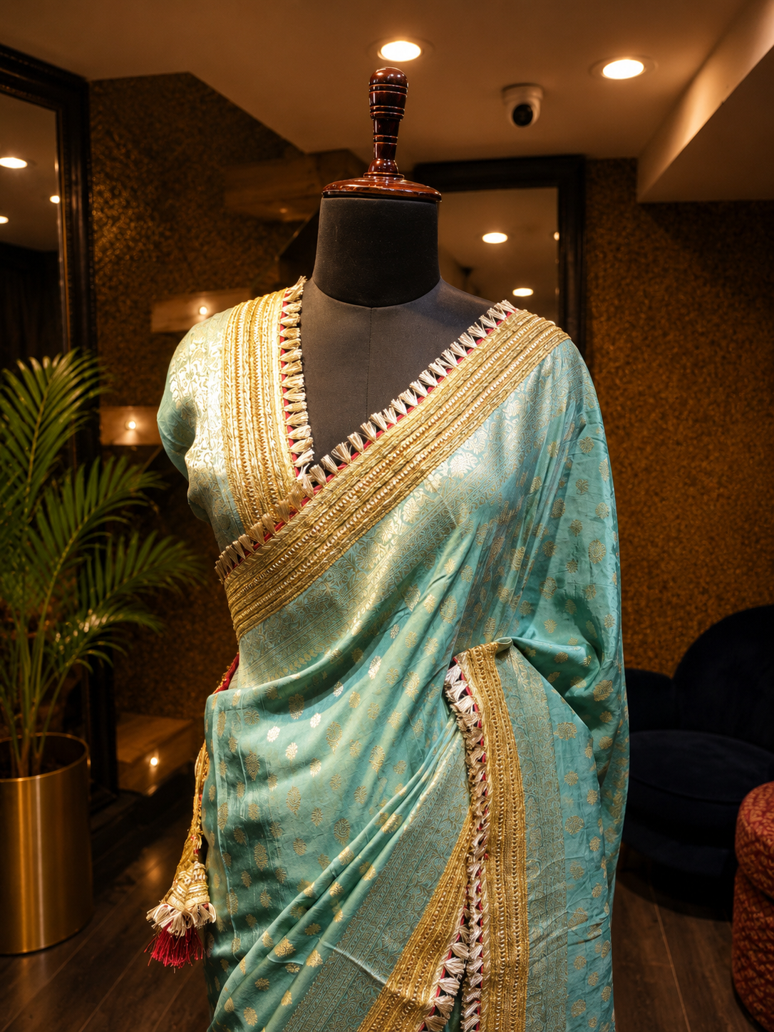 Aqua Zari Saree