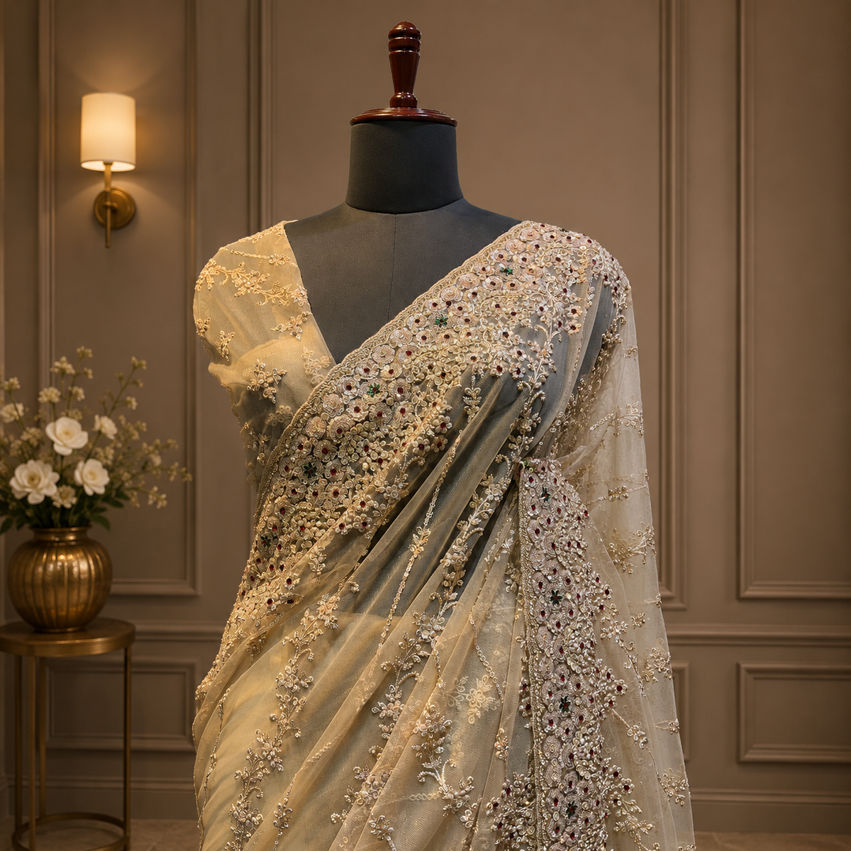 Ivory Luxe Saree