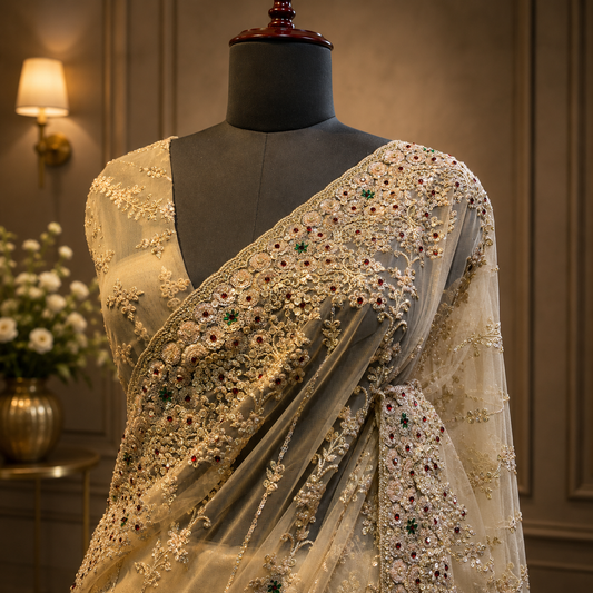 Ivory Luxe Saree