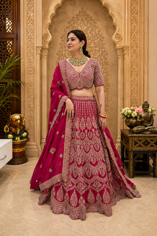 Rani Pink Regal Embroidered Lehenga