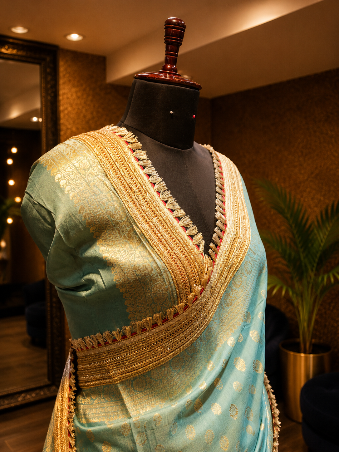 Aqua Zari Saree