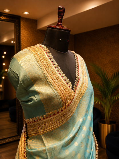 Aqua Zari Saree