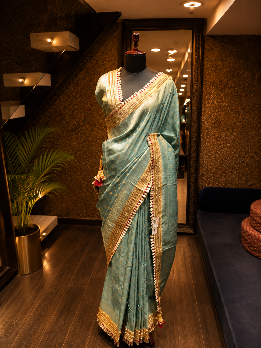 Aqua Zari Saree