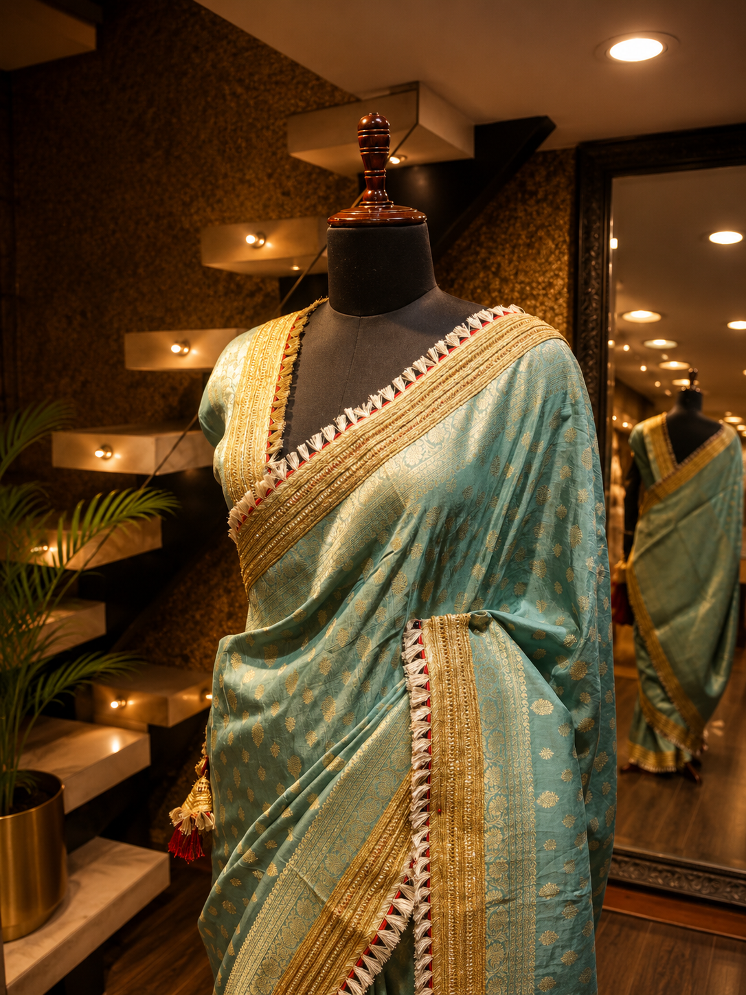 Aqua Zari Saree