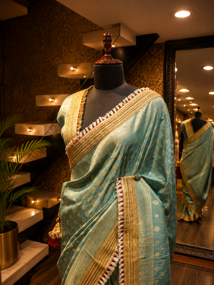 Aqua Zari Saree