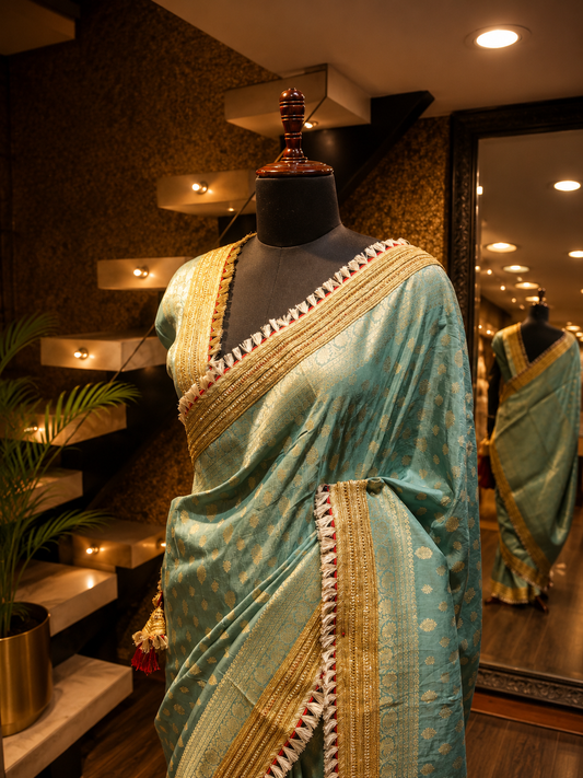 Aqua Zari Saree