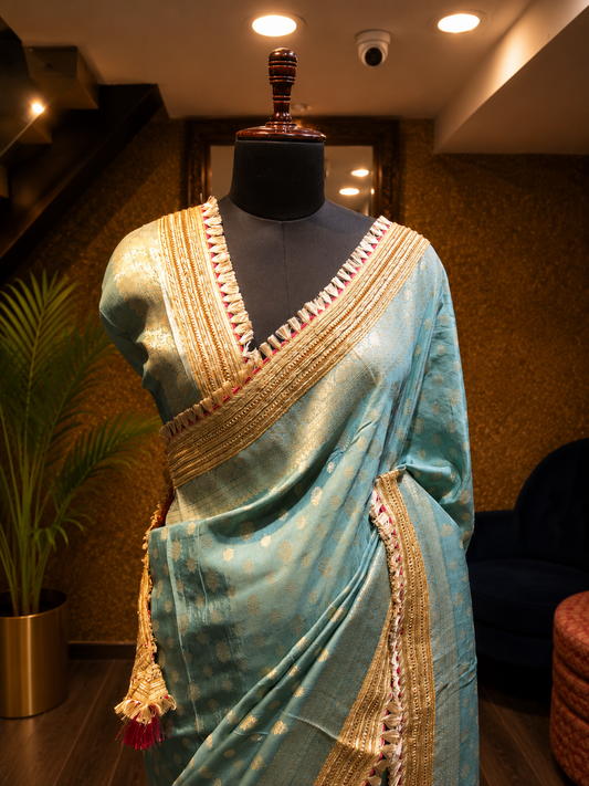Aqua Zari Saree