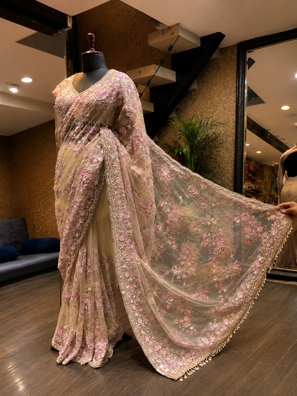 Blush Petal Symphony Saree