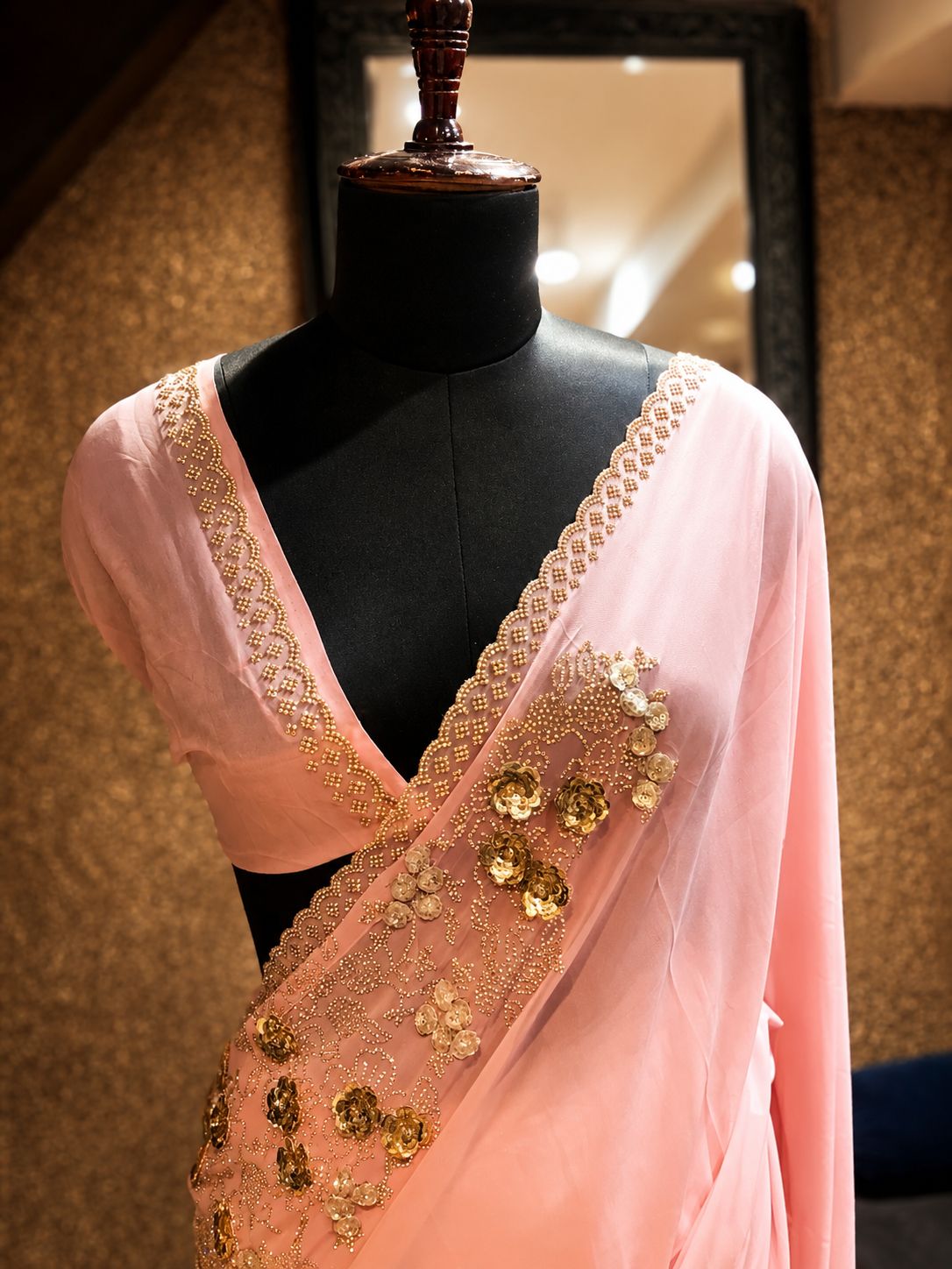 Blush Pink Georgette Saree