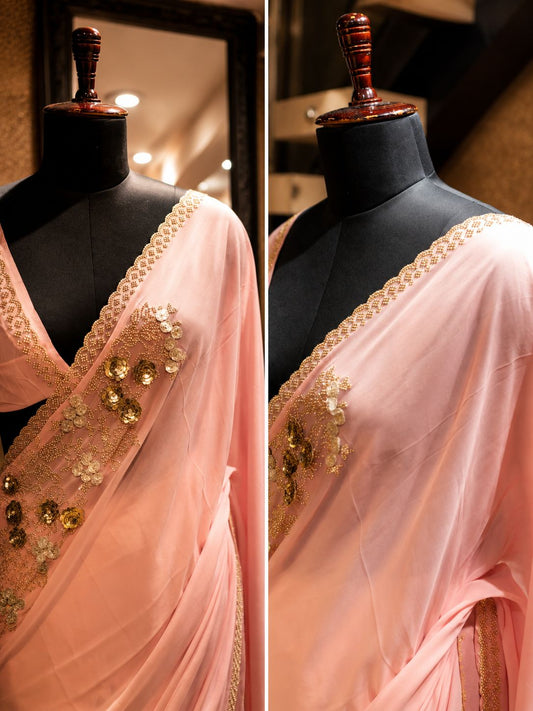 Blush Pink Georgette Saree