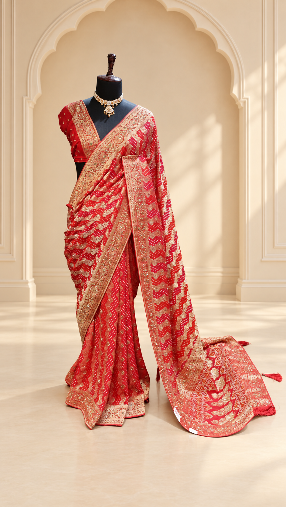 Vermilion Red Heritage Saree