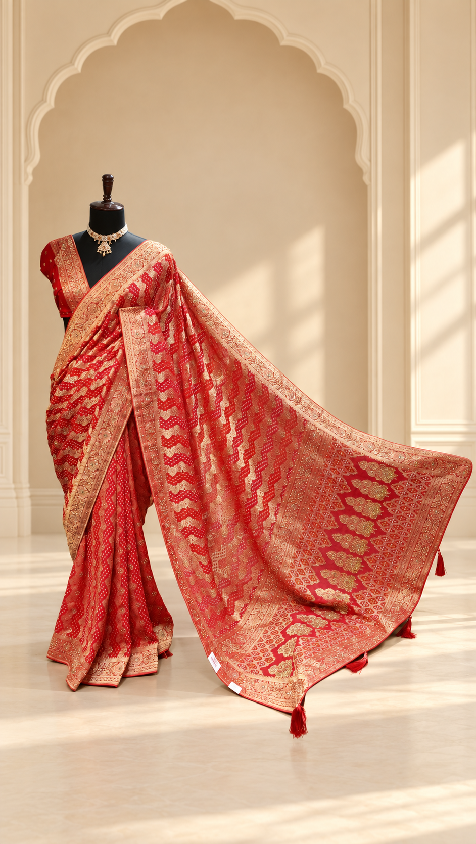 Vermilion Red Heritage Saree