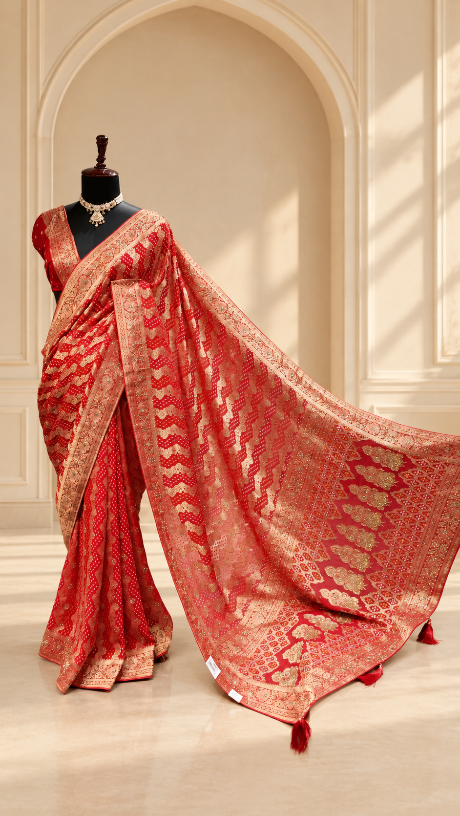 Vermilion Red Heritage Saree