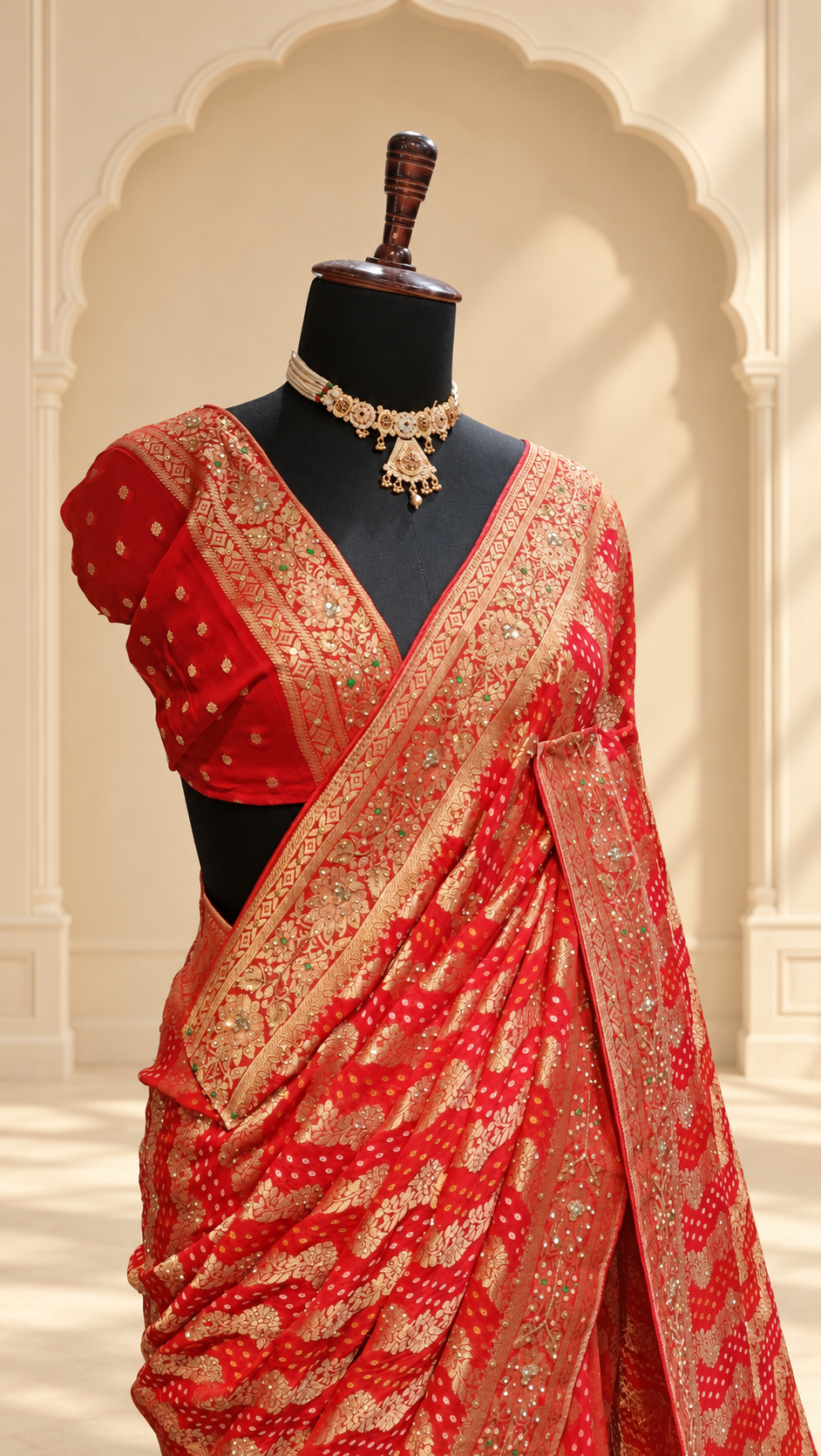 Vermilion Red Heritage Saree