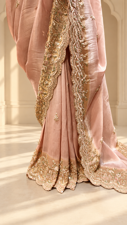 Blush Pink Pearl Couture Saree