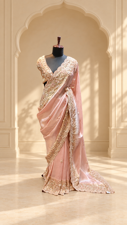 Blush Pink Pearl Couture Saree