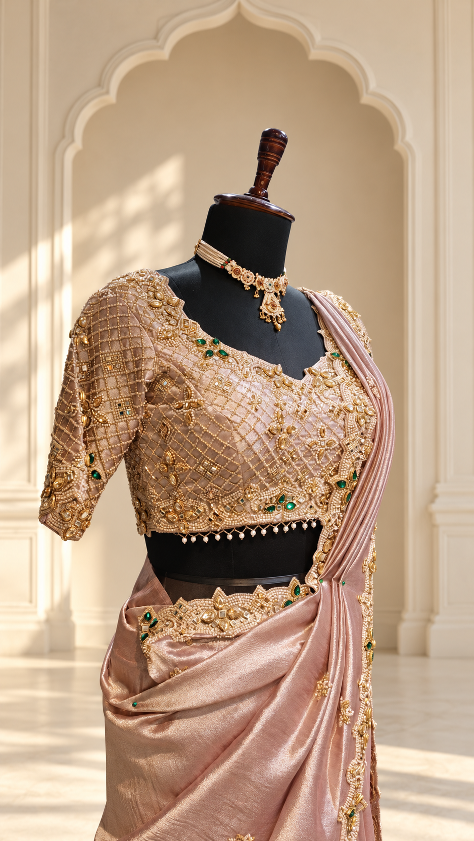 Blush Rose Embellished Saree