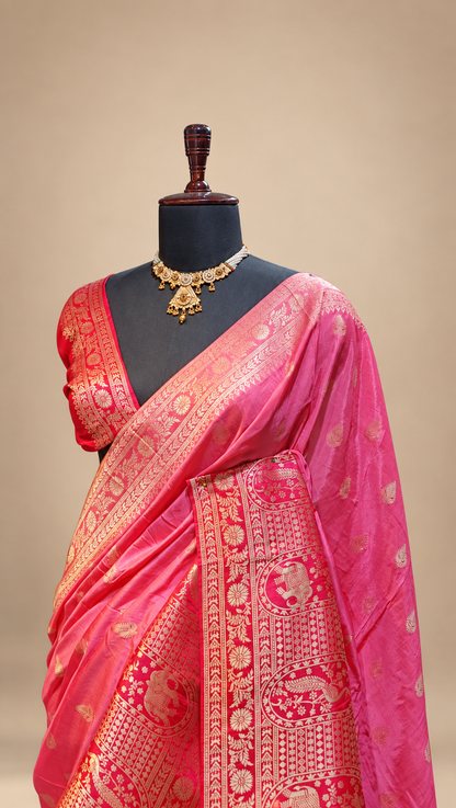 Rani Pink Heritage Silk Saree