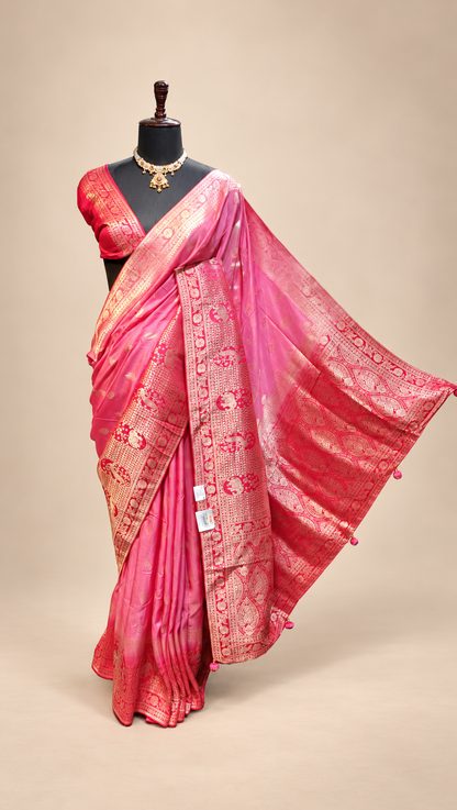 Rani Pink Heritage Silk Saree