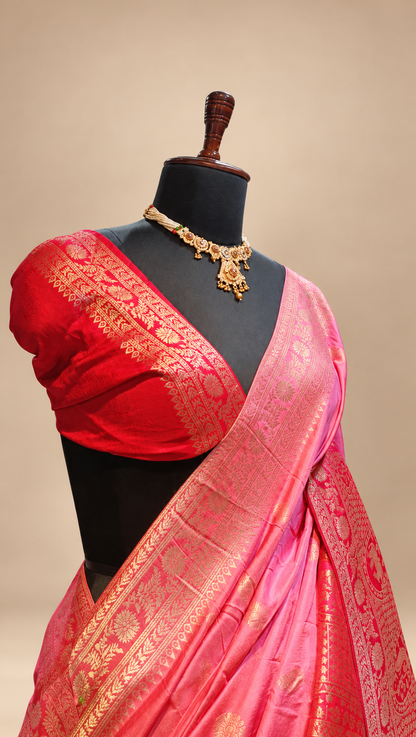 Rani Pink Heritage Silk Saree