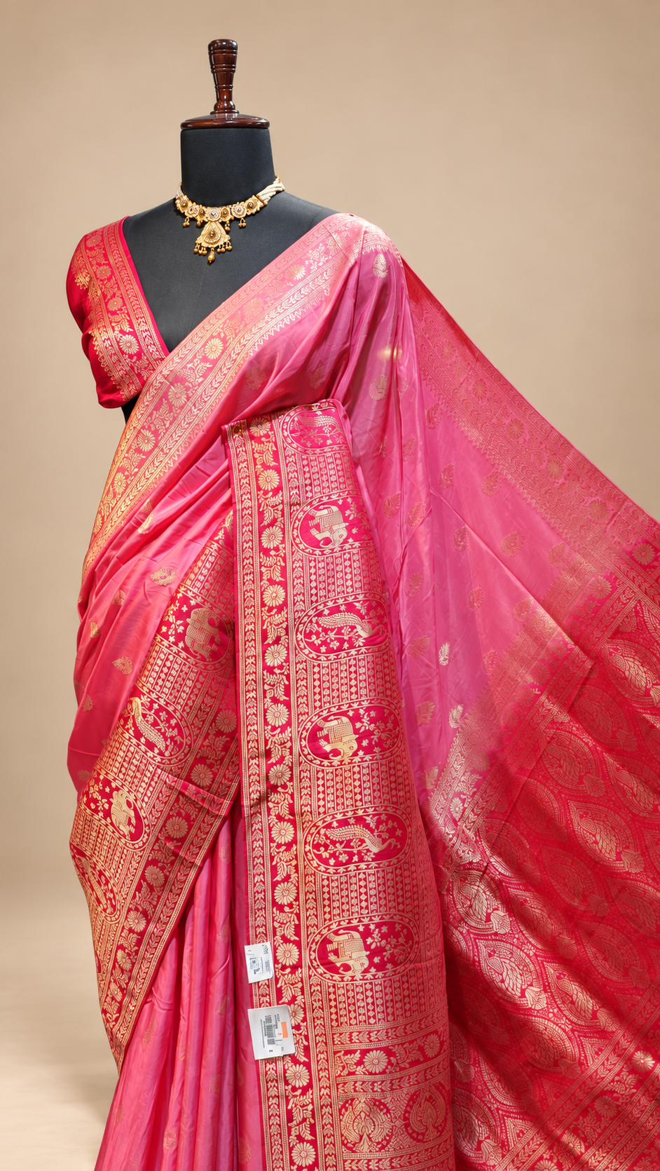 Rani Pink Heritage Silk Saree