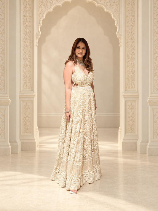 Ivory Pearl Embellished Gown