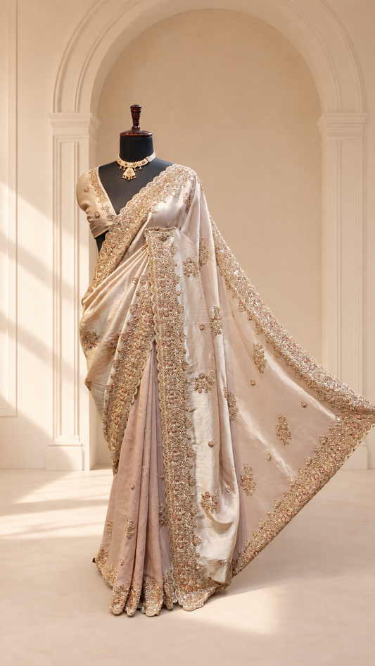 Pearl Ivory Regal Embroidered Saree