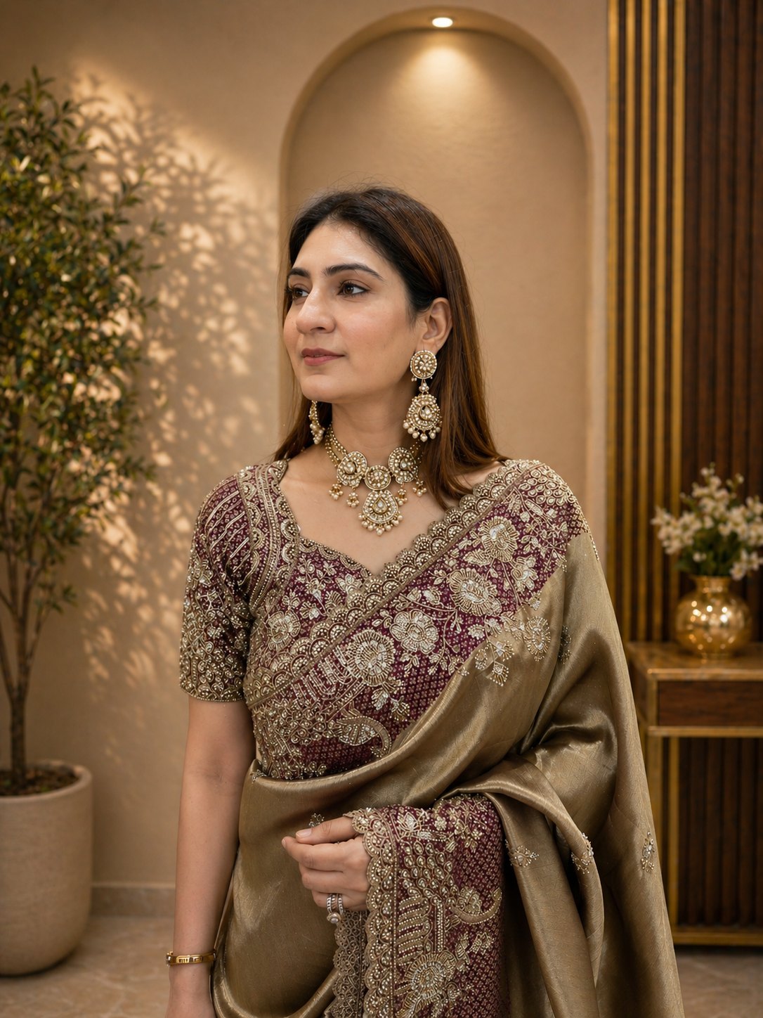 Golden Mocha Saree