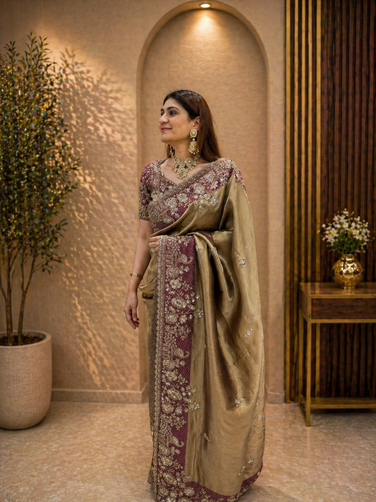 Golden Mocha Saree