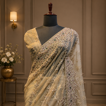 Ivory Luxe Saree