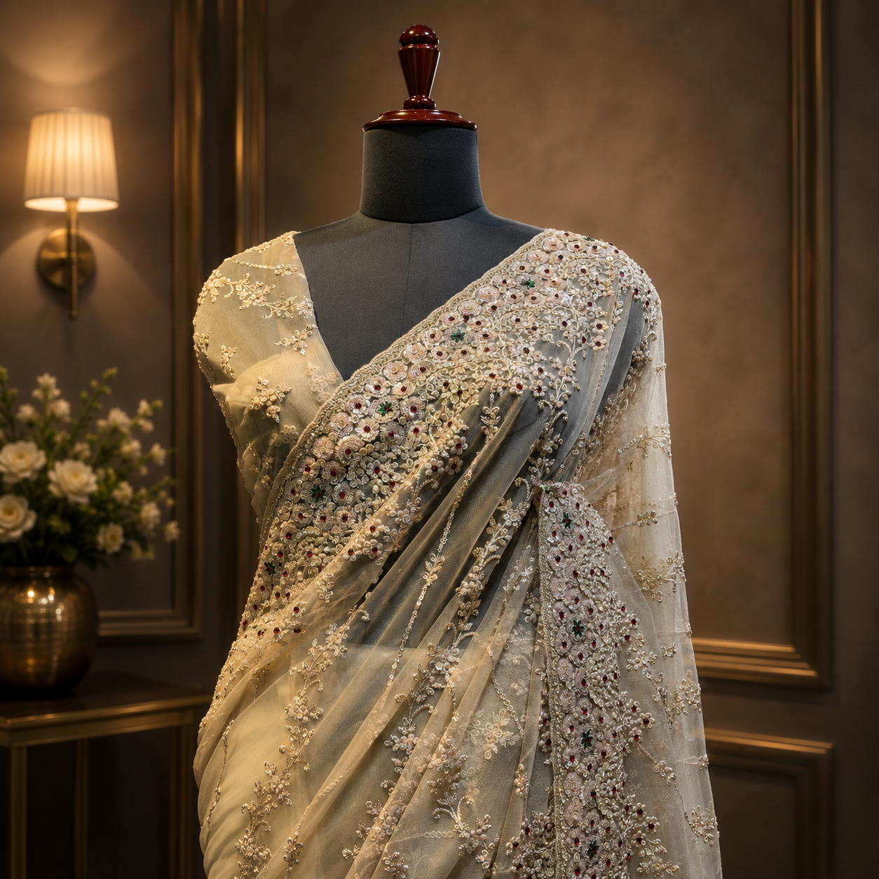 Ivory Luxe Saree