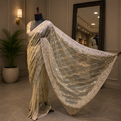 Ivory Luxe Saree