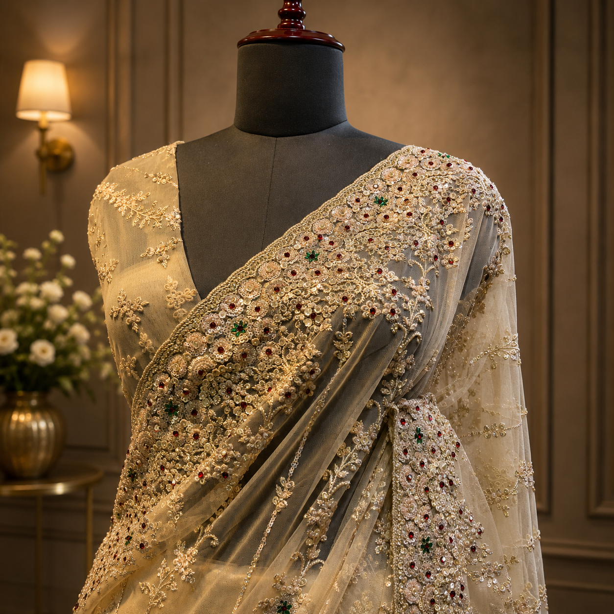 Ivory Luxe Saree