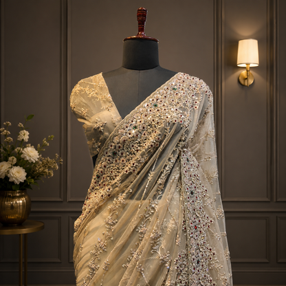 Ivory Luxe Saree
