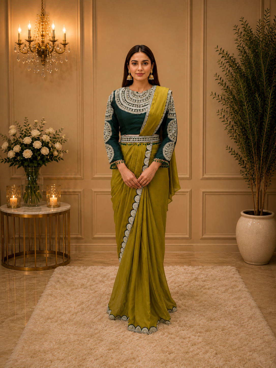 Olive Green Grace Saree