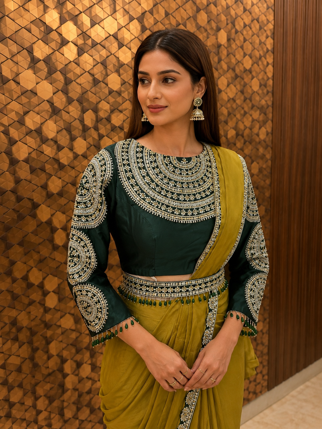 Olive Green Grace Saree