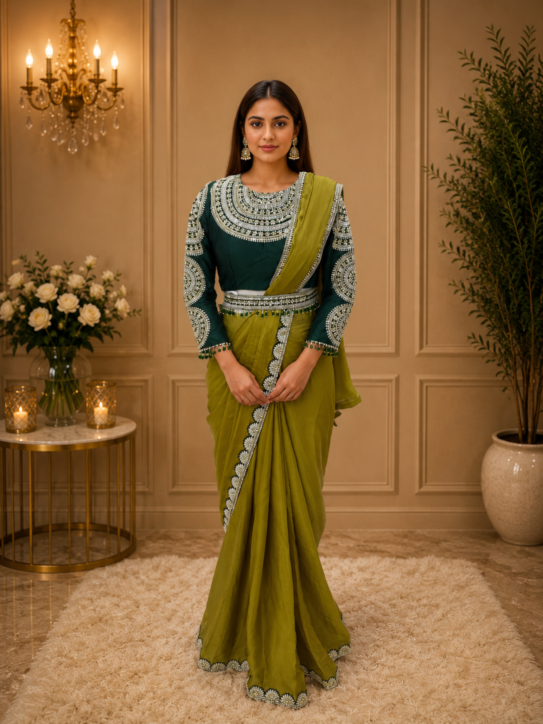 Olive Green Grace Saree