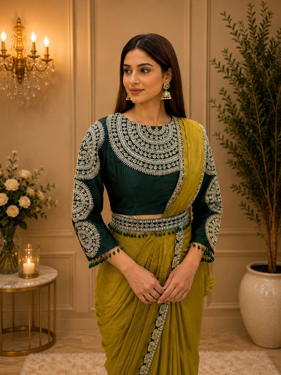 Olive Green Grace Saree